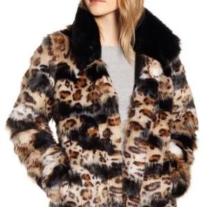 NWT Sam Edelman Reversible Faux Fur Jacket Sz. PXS Patched Leopard